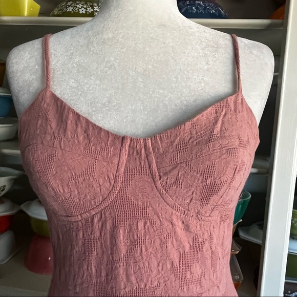 Lulus Time for Tea Dusty Rose Jacquard Sleeveless Midi Dress - Size Small - Picture 5 of 16